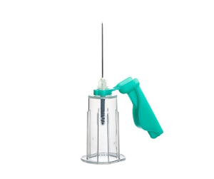 Игла двусторонняя 21Gх1,5'' ("VACUETTE®" "VISIO PLUS", с камерой визуализации, в комплекте с держателем с защитой от укола, зеленая 0,8х38 мм)